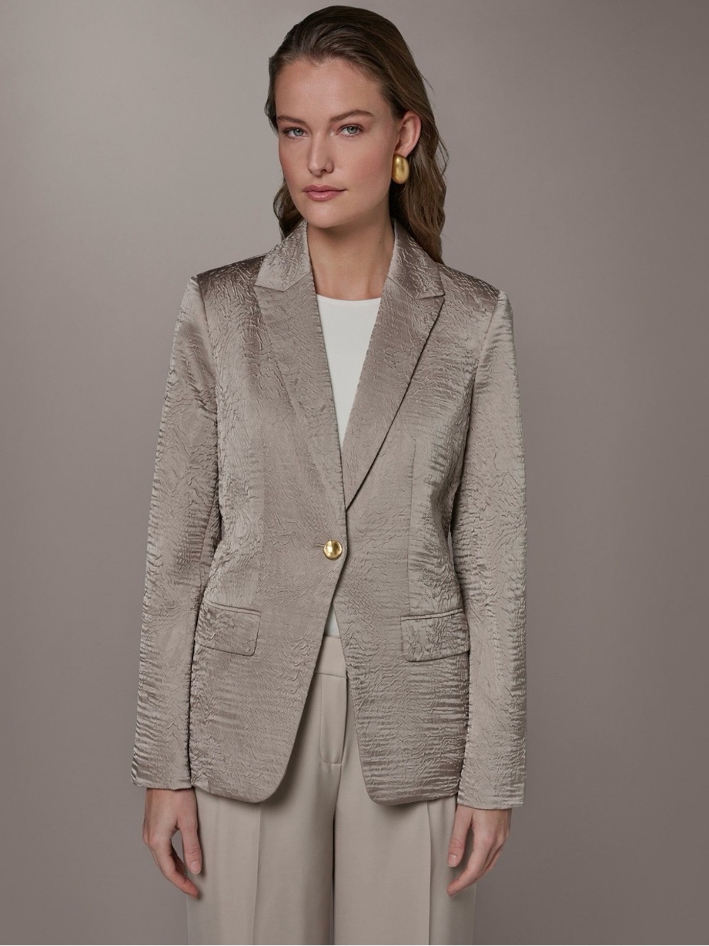 NWT Donna Karan Women's Novelty One-Button Peak Lapel Blazer. Size 10. Turin